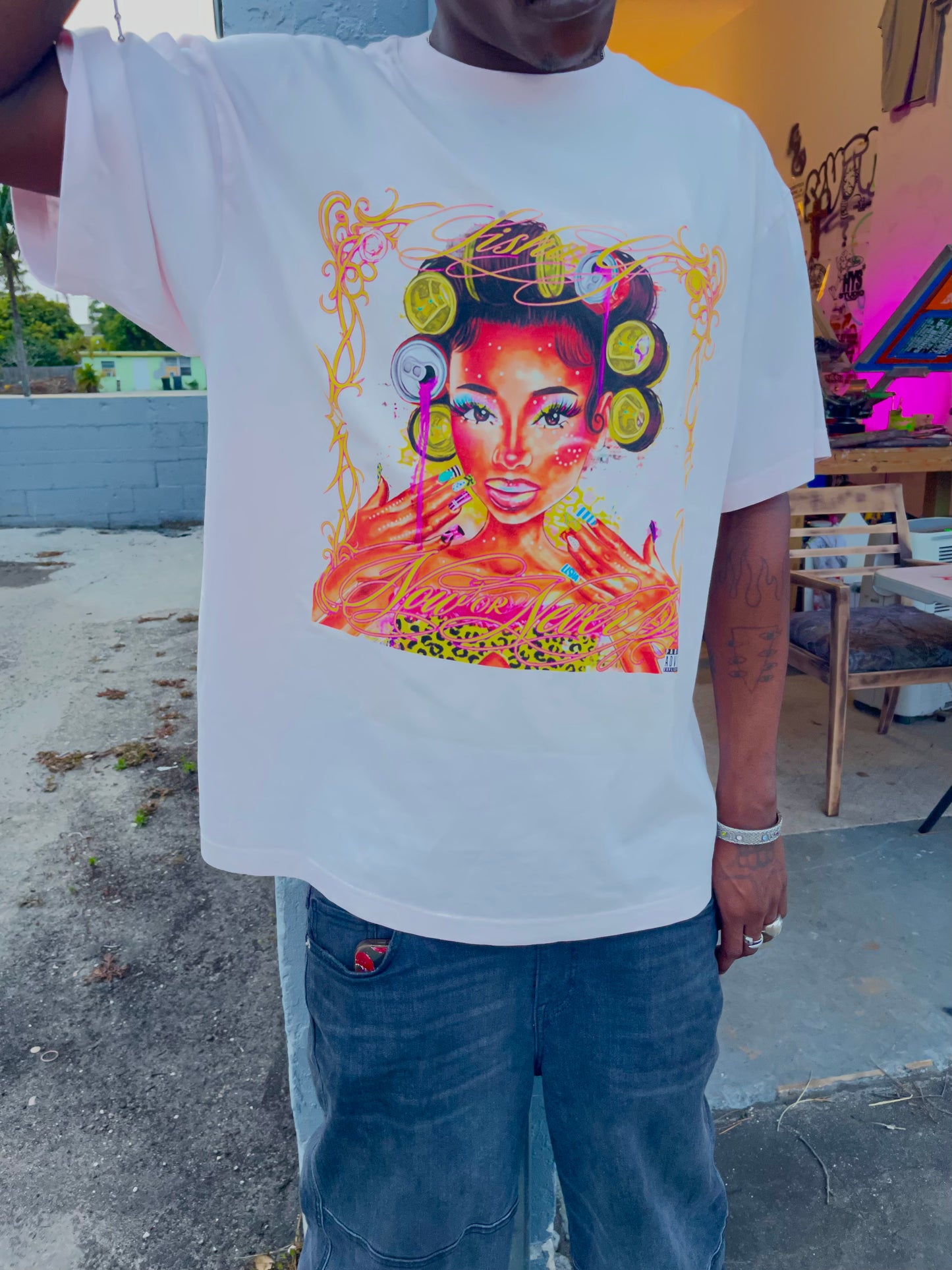 LISHA G Baby Pink "Now Or Never" T-Shirt