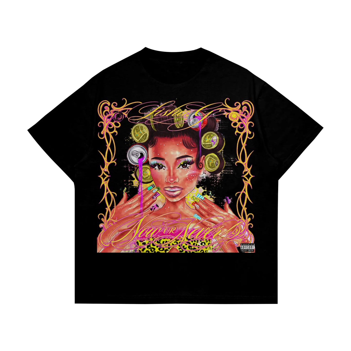 LISHA G Black "Now Or Never" T-Shirt